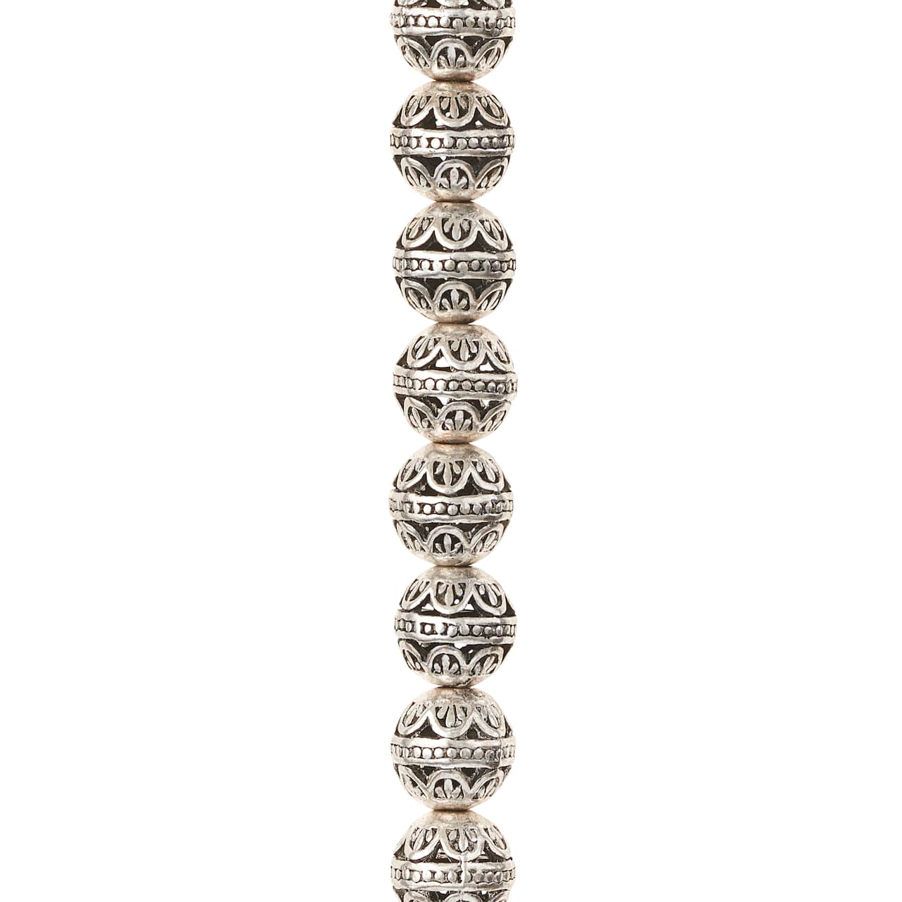 12 Pack: Silver Metal Filigree Round Beads, 12mm by Bead Landing™